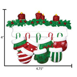 Family of 7 Red & Green Mittens - Ornament