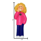 Blonde Female Marijuana Personalized Ornament ~ Weed Ornament ~ Marijuana Ornaments ~ Pot Leaf Ornament