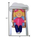 Little GIRL SWINGING - Personalized Ornament
