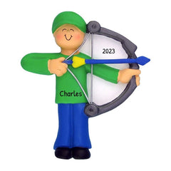 Personalized Archery Ornament ~ Bow and Arrow Ornament ~ Hunter Ornament Hunting ~ Green Male ~ Bow Hunting