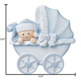 Blue Baby Stroller Ornament~Baby's 1st Christmas Ornament~Baby Boy Ornament~Christmas Ornament~Hand Personalized~Baby Ornament