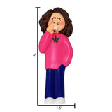 Brunette Female Marijuana Personalized Ornament ~ Weed Ornament ~ Marijuana Ornaments ~ Pot Leaf Ornament