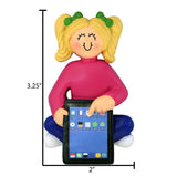 Tablet Blonde Girl Christmas Ornament ~ Personalized TABLET Ornament
