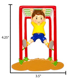 Boy playing on Jungle Gym or Monkey Bars - Personalized Christmas Ornament