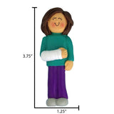 Broken Arm Personalized Christmas Ornament ~ Brunette Female Broken Arm Personalized Ornament ~ Arm Cast Ornament ~ Get Well Gifts