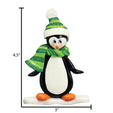 PENGUIN w/ GREEN SCARF & HAT ORNAMENT