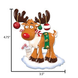 Personalized Red Nose Moose Ornament~Christmas Ornaments~Hand Personalized Ornament~Ornament~Personalized Gifts~Red Nose Reindeer