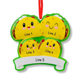 Taco Family of 4 Christmas Ornament ~ Cute Taco Family ~ Funny Family Ornament ~ Taco Lovers Family Christmas Ornament