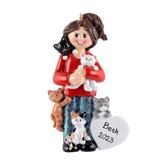 Cat Lady~Personalized Christmas Ornament