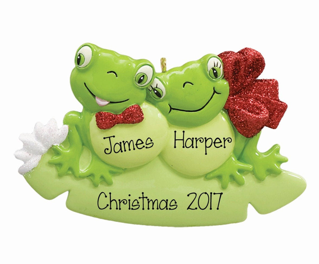 Personalized FROG COUPLE Ornament~Christmas Ornaments~Hand Personalized Ornament~Custom Couples Ornament~Ornament~Personalized Gifts