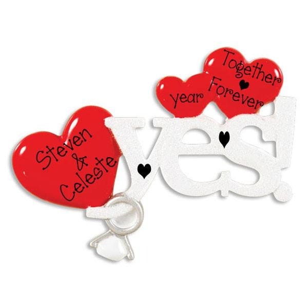 Personalized Engagement Ornament~Christmas Ornaments~Proposal Ornaments~Hand Personalized Ornament~She said YES Ornament~Personalized Gifts