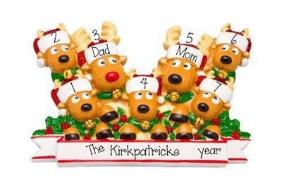 Family of 7~Reindeer~Personalized Ornament~Custom made~Hand Personalized Christmas Ornament
