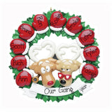 Personalized Family of 8-10 Mitten Wreath Ornament~Christmas Ornaments~Hand Personalized Ornament~Family Ornament~Ornament