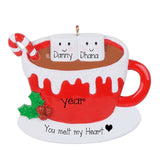 Personalized HOT CHOCOLATE COUPLE Ornament~Our 1st Christmas~Hot Cocoa Couple Christmas Ornament~Hand Personalized~Marshmallow Ornament