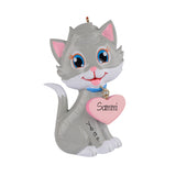 Personalized Gray CAT Ornament~Christmas Ornaments~Hand Personalized Ornament~Cat Christmas Ornament~Custom Cat Ornament~Kitten Ornament