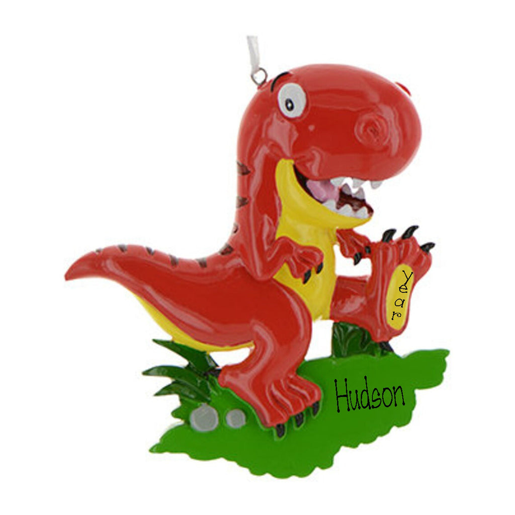 Personalized Red T-Rex DINOSAUR Christmas Ornament