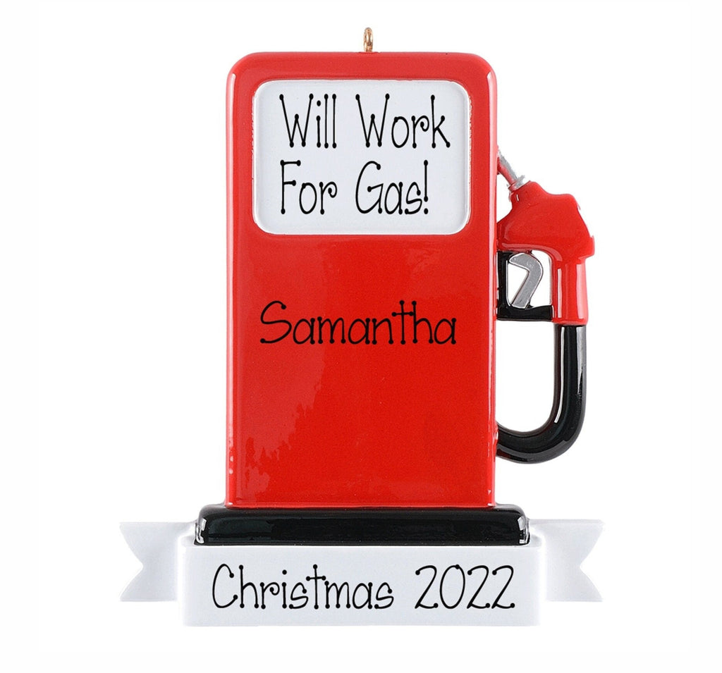 Personalized Red Gas Pump Christmas Ornament