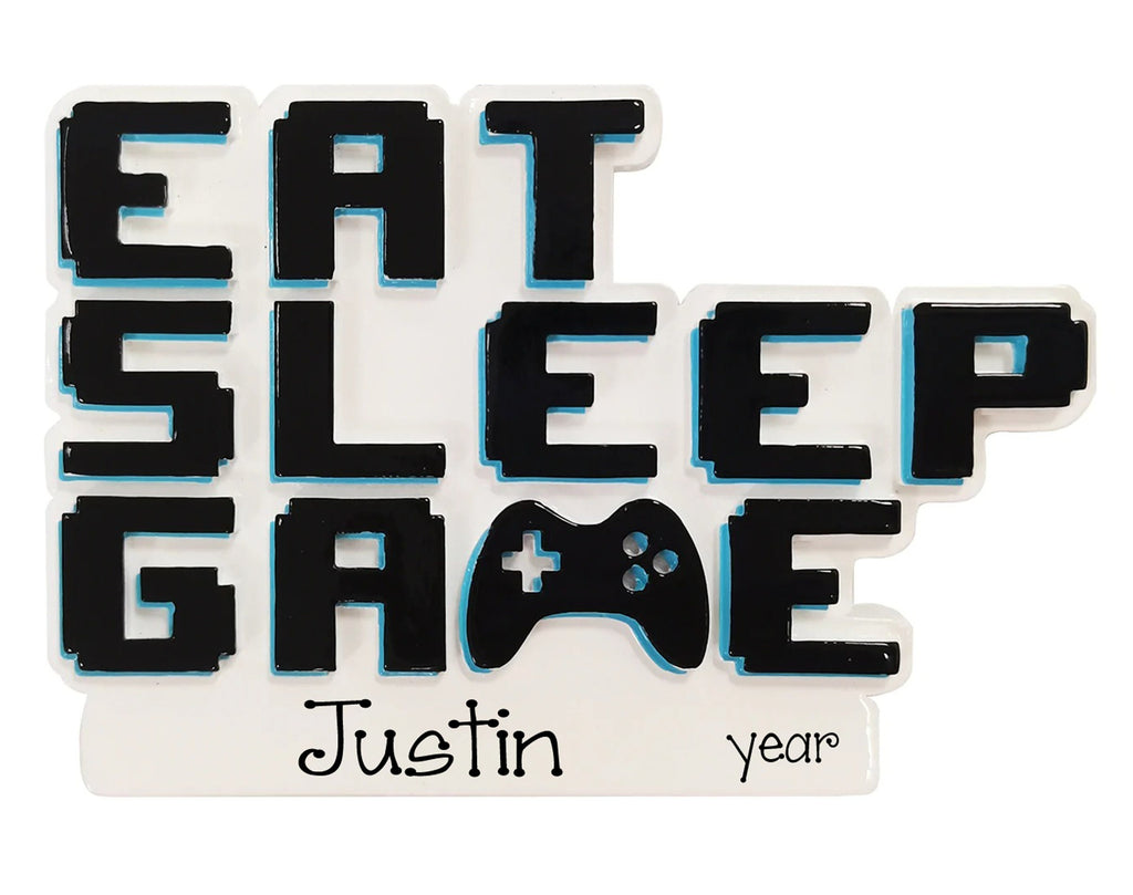 EAT SLEEP GAME  Personalized Ornament~Christmas Ornaments~Gaming Ornament~Video Games~Hand Personalized Ornament~Video Gamer Ornament