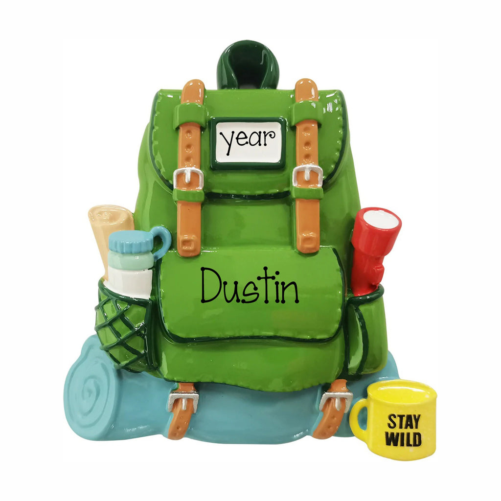 Back Pack Ornament~Hiking Ornament~Christmas Ornaments~Hand Personalized Ornament~Camping Ornament~Personalized Gifts~Outdoors Ornament