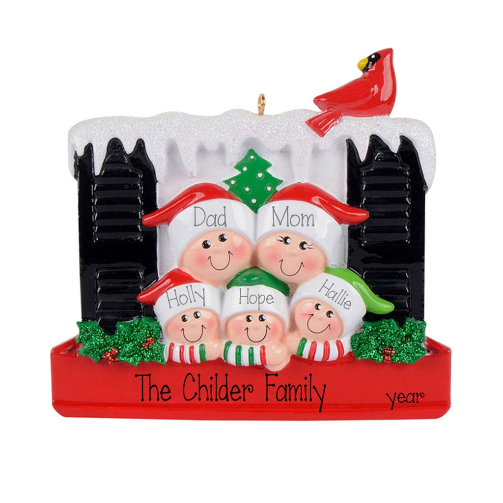 Family of 5 Christmas window Ornament~Christmas Ornaments~Hand Personalized Ornament~Family Ornament~Personalized Ornament