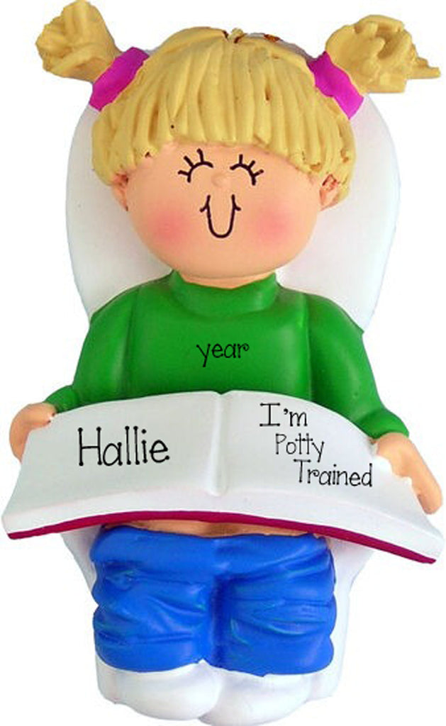 Personalized Potty Trained Ornament~Little Blonde Girl Potty Train~Christmas Ornaments~Toddler Ornament~Personalized Ornament~Personalized Gifts (Copy)