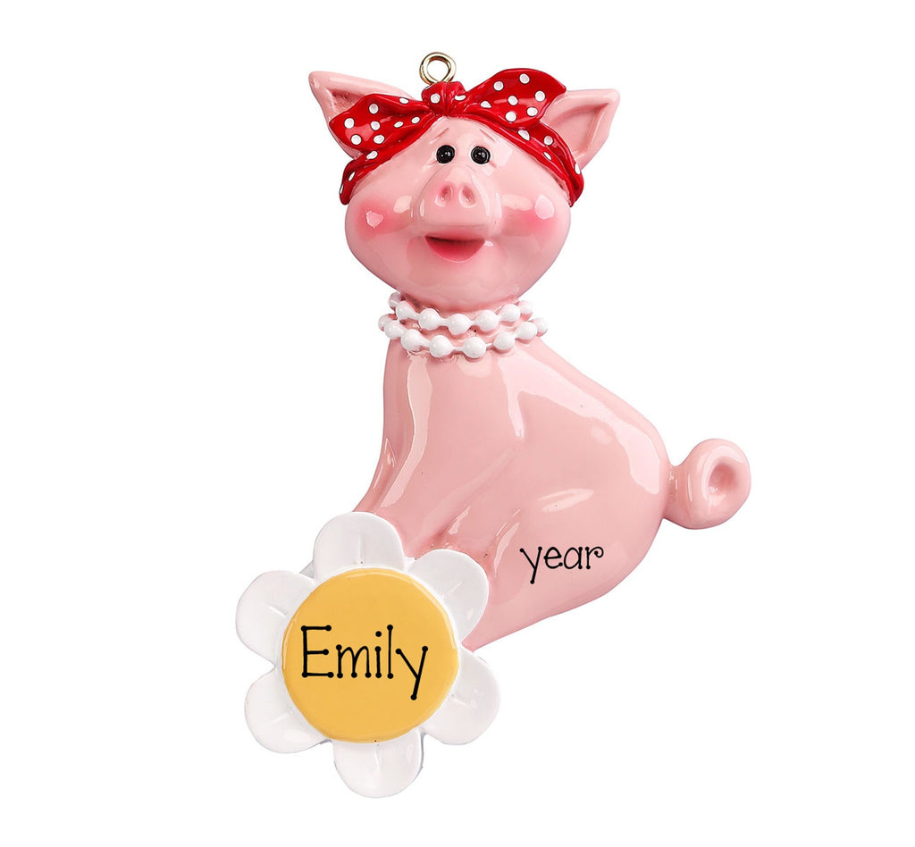 Pig Personalized Christmas Ornament~Animal Lovers Ornament~Farm Ornament for Christmas Tree~Pet Pig Ornament~Personalize Gift~Pink Pig Gift