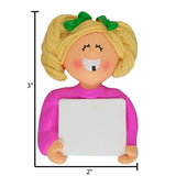 Lost a Tooth Blonde Girl Personalized Christmas Ornament
