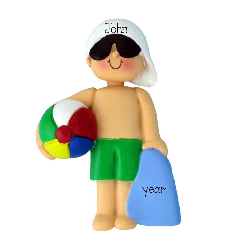 Personalized Beach Christmas Ornament~Coastal Ornament~Boy Beach Ornament~Family Vacation Ornament~Beach Vacation~Personalized Gift