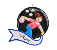 BOWLING Female Ornament~Christmas Ornaments~Bowling League~Hand Personalized Ornament~Ornament~Personalized Gifts~Female Bowler~Bowling Team