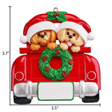 Doggy Couple Ornaments Dogs in Red Car Christmas Ornaments ~ Personalized Christmas Ornaments For Couples ~ Best Friends Ornament