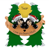 Bear Couple Personalized Ornament~Black Bear Christmas Ornament~Bears in Hammock Ornament~Personalize Gift~Camping Couple Ornament