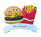 Single Parent ~ Personalized Burger Fries Couple Ornament ~ Cheeseburger Ornament ~ French Fry ~ Fast Food Ornament ~ First Job Ornament ~ Personalized Gift