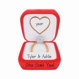 Custom Engaged Ornament ~ Engagement Ring Ornament ~ Engagement Stocking Stuffer ~ Engagement Keepsake ~ Will You Marry Me ~ She Said Yes