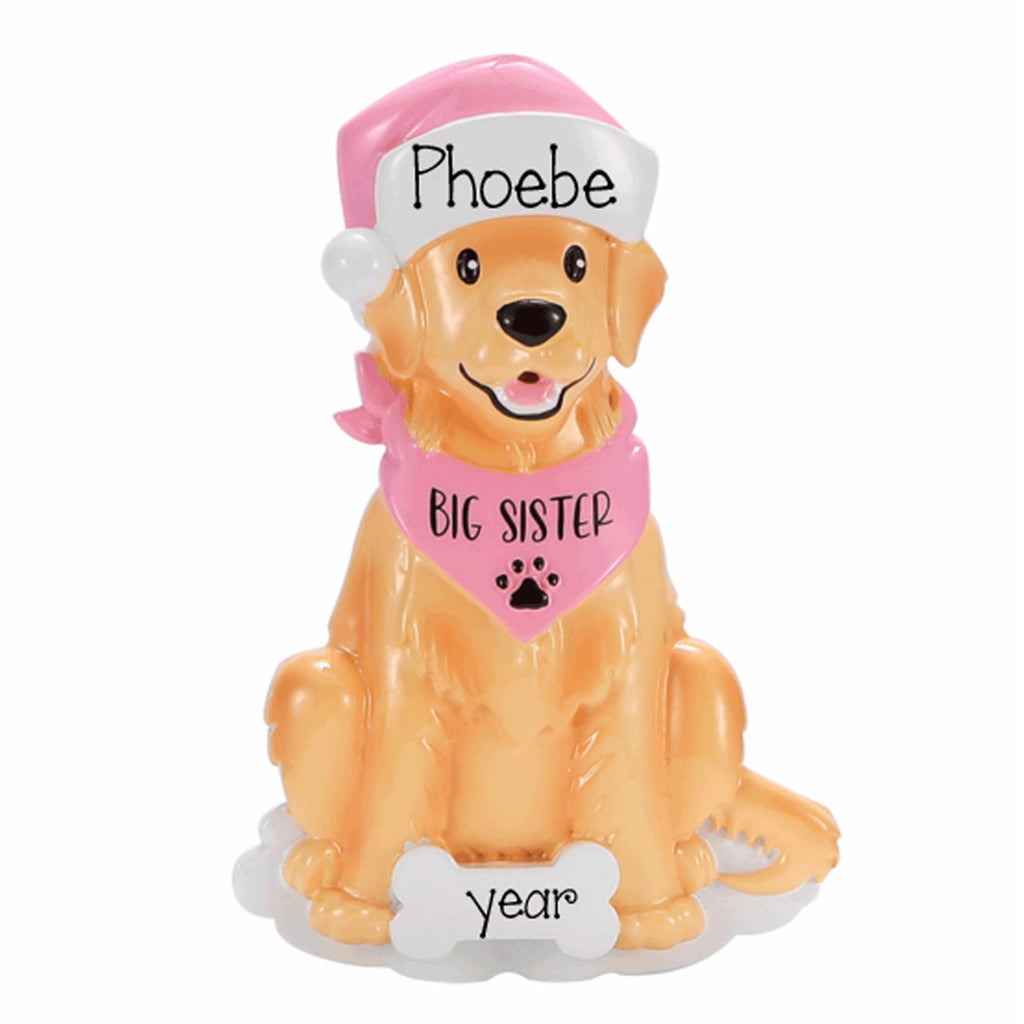 Personalized Furry BIG Sister Ornament ~ Big Sister Dog Christmas Ornament ~ Hand Personalized ~ Personalized Gifts ~ Baby Announcement