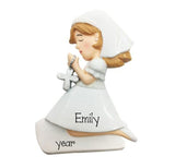Personalized First Communion Ornament ~ Confirmation Ornament  ~ Bible Ornament ~ Catholic - Kneeling Girl ~ Baptism Keepsake (Copy)