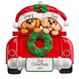 Doggy Couple Ornaments Dogs in Red Car Christmas Ornaments ~ Personalized Christmas Ornaments For Couples ~ Best Friends Ornament