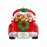 Doggy Couple Ornaments Dogs in Red Car Christmas Ornaments ~ Personalized Christmas Ornaments For Couples ~ Best Friends Ornament