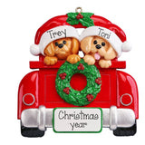 Doggy Couple Ornaments Dogs in Red Car Christmas Ornaments ~ Personalized Christmas Ornaments For Couples ~ Best Friends Ornament
