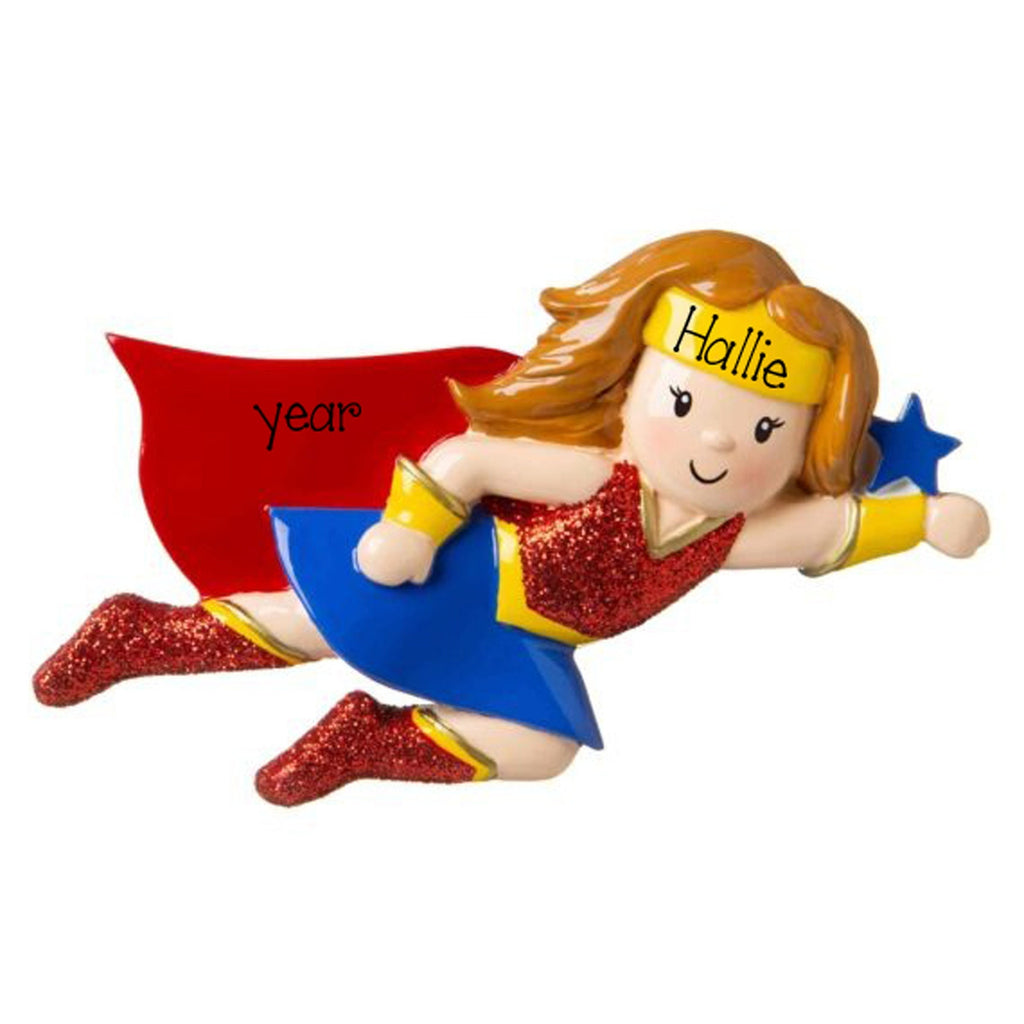 Personalized Girl Superhero Christmas Ornament