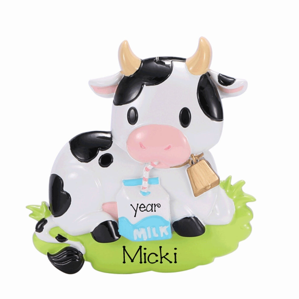 Cow Personalized Christmas Ornament ~ Cute Cow Ornament ~ Farm Animal Ornament ~ Christmas Tree Gift For Kids ~ Toddler Ornament
