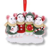 Family of 4 Mouse Personalized Christmas Ornament ~ Mice Christmas Ornament ~ Family Gift ~ Mouse Ornament ~ Cute Family of 4 Mice Ornament