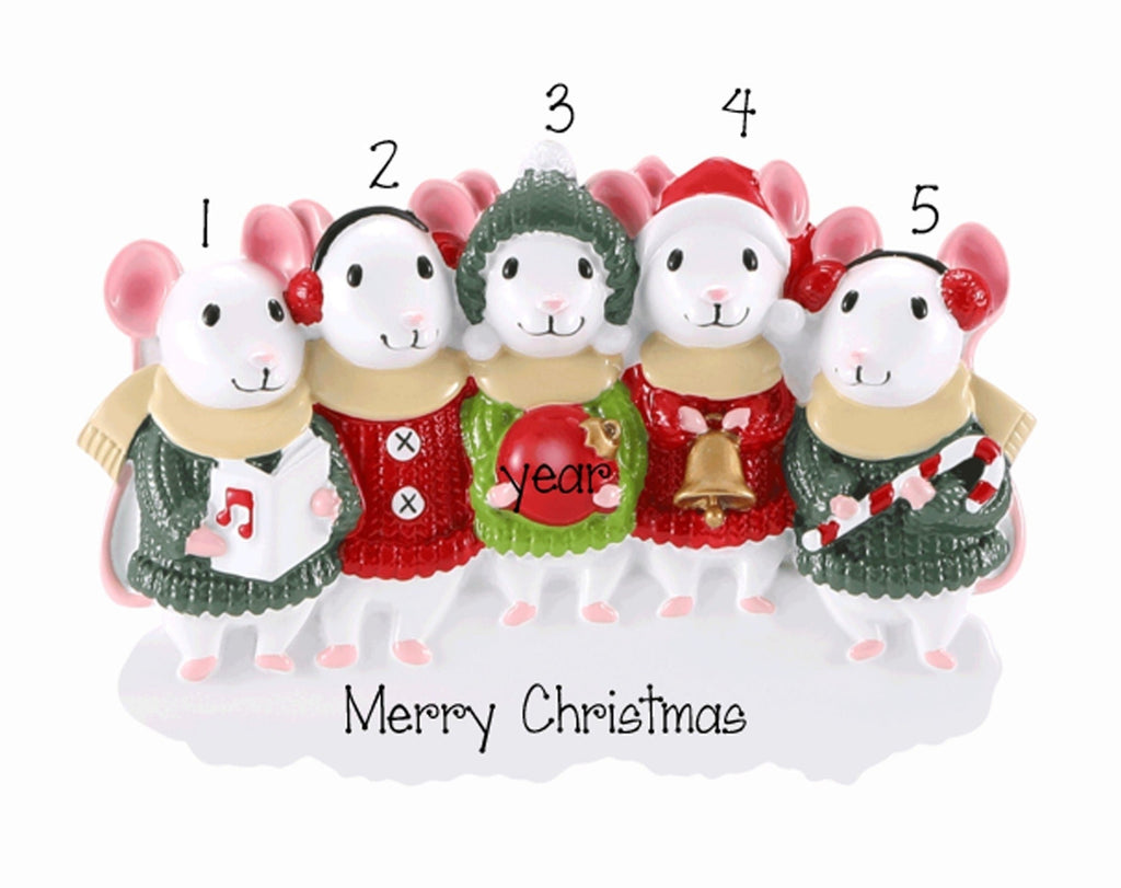 Family of 5 Mouse Personalized Christmas Ornament ~ Mice Christmas Ornament ~ Family Gift ~ Mouse Ornament ~ Cute Family of 5 Mice Ornament