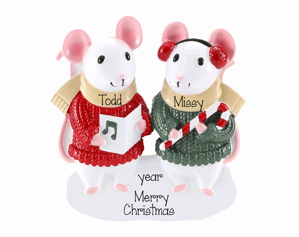 Single Parent ~ Personalized Mouse Couple Ornament Our First Christmas Ornament~Mouse Sweater Family of 2 Ornament~Couples personalized Gift~Mice Couple