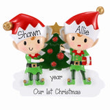 Elf Couples Ornament ~ 2 Elves Customized Christmas Ornament ~ Customized Christmas Gift For Couples ~ Elf Ornament
