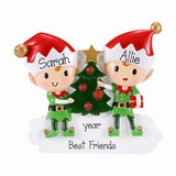 Two Elf Siblings Ornament ~ Customized Christmas Gift For Siblings ~ Elf Ornament for Brother ~ Elf Ornament for Sister