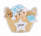 Personalized Baby Boy Basket Ornament ~ Baby's First Christmas Ornament ~ Baby Boy Ornament ~ Christmas Ornament ~ Hand Personalized