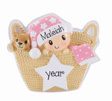 Personalized Girl Basket Ornament ~ Baby's First Christmas Ornament ~ Baby Girl Ornament ~ Christmas Ornament ~ Hand Personalized