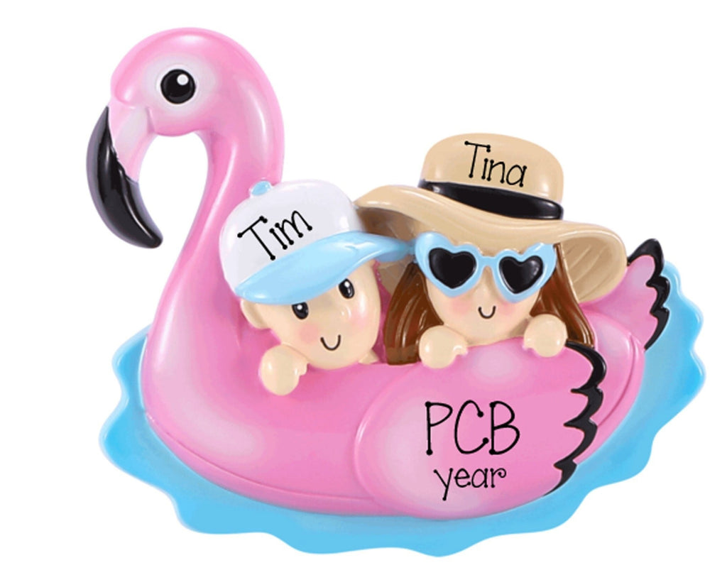 Flamingo Couples Ornaments ~ Flamingo Vacation Ornament~ Summer Vacation Ornament ~ Beach Vacation Christmas Ornament ~ Honeymoon Ornament