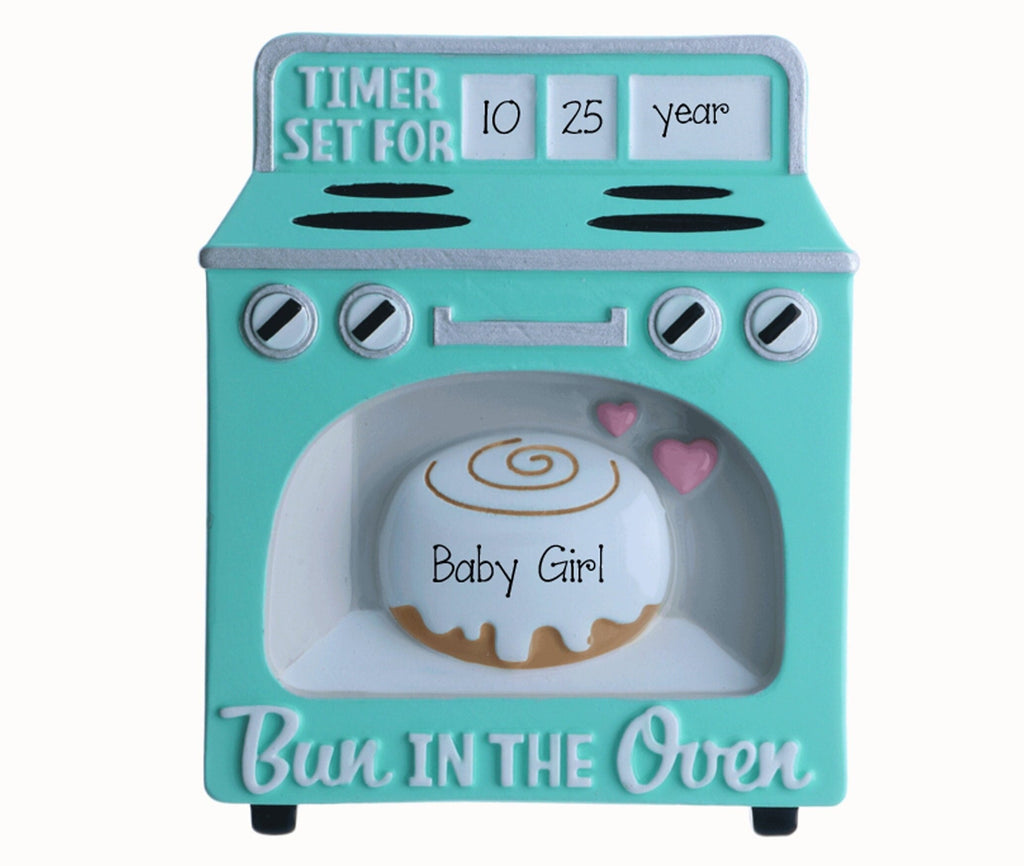 Personalized Baby Expecting Ornament ~ Pregnant Ornament ~ Bun in the Oven We're Expecting Ornament