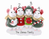 Family of 4 Mouse Personalized Christmas Ornament ~ Mice Christmas Ornament ~ Family Gift ~ Mouse Ornament ~ Cute Family of 4 Mice Ornament